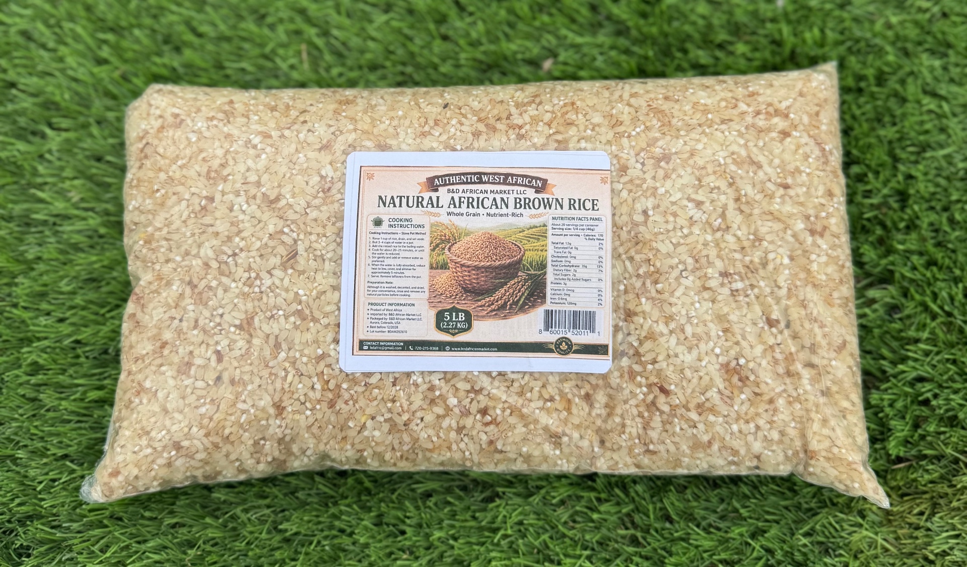 Natural African Brown Rice — 5 LB (2.27kg)